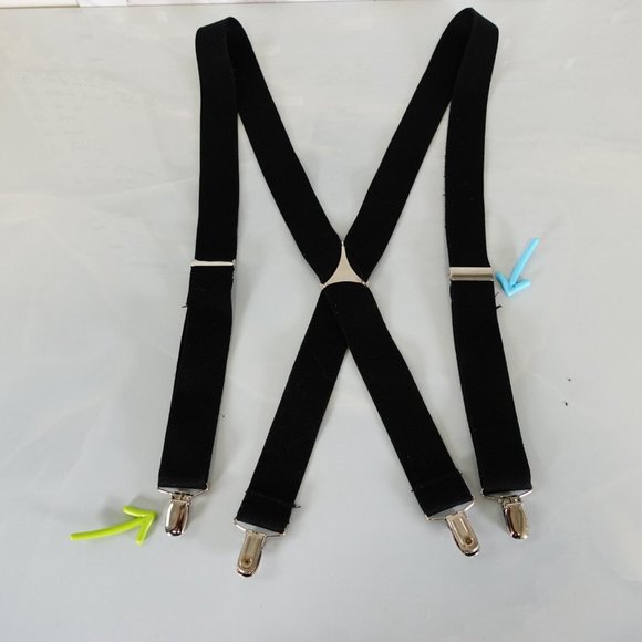 Suspender Mens Black Clip On Button Adjustable Strap Work Non Stretch X Back - Picture 6 of 7